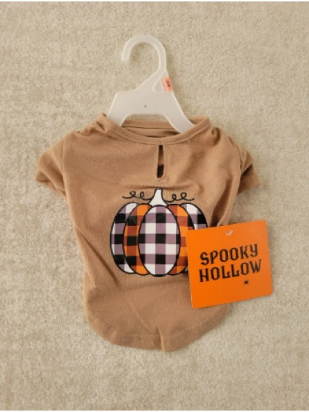Spooky Hollow Tan Pumpkin Plaid Kids Halloween Costume Top